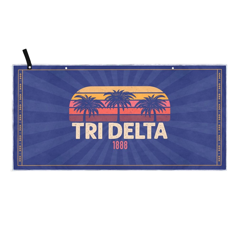 Bad Bananas BBGreek Tri Delta Official Vendor - Large Microfiber Beach, Picnic, Blanket - Retro Palms - Sorority Paraphernalia