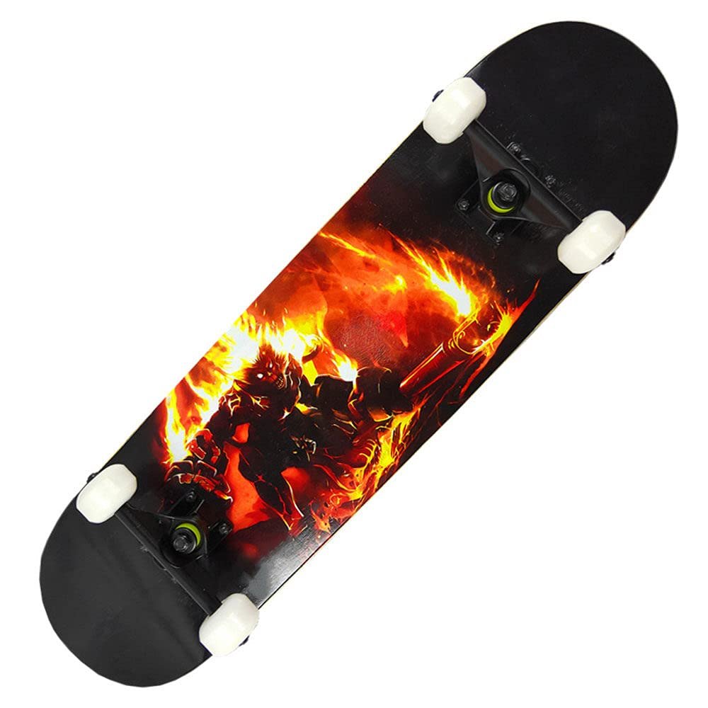 WZFANJIJ Skateboard, 31"x8" Complete Skateboards for Girls Boys Adults Beginners, 7 Layer Canadian Maple Double Kick Deck Concave Standard Skate Boards Skateboard for Kids Ages 6-12 Teens,y