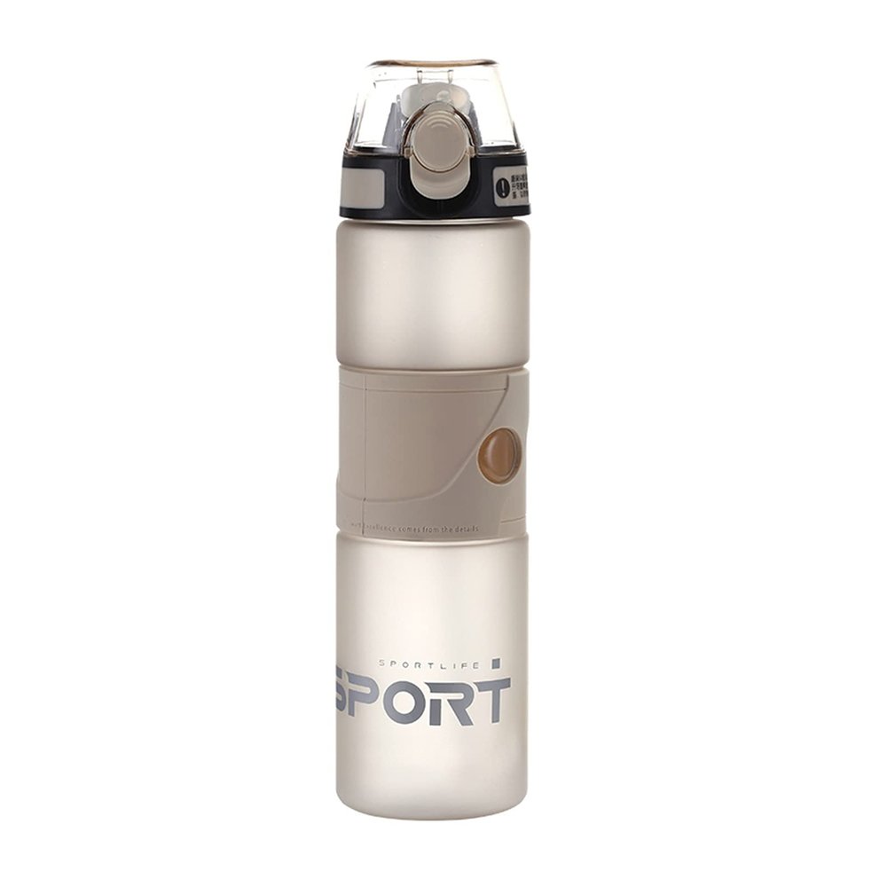 HNGM Water Bottle Sport Water Cup Bottle Outdoor Travel Portable Leak Proof Drinkware Matte Plastic Fitness Kitchen Bottle No BPA water bottle (Capacity : 700ml, Color : BEIGE)