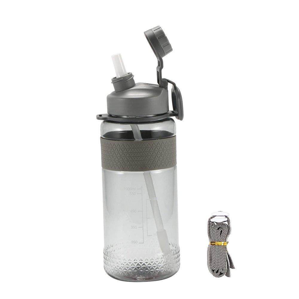 HNGM Water Bottle Sport Water Bottles Portable Gym Anti-fall Leak-proof 1000ml Large Capacity Fitness Kettle Plastic Drink Bottle BPA Free water bottle (Color : A)