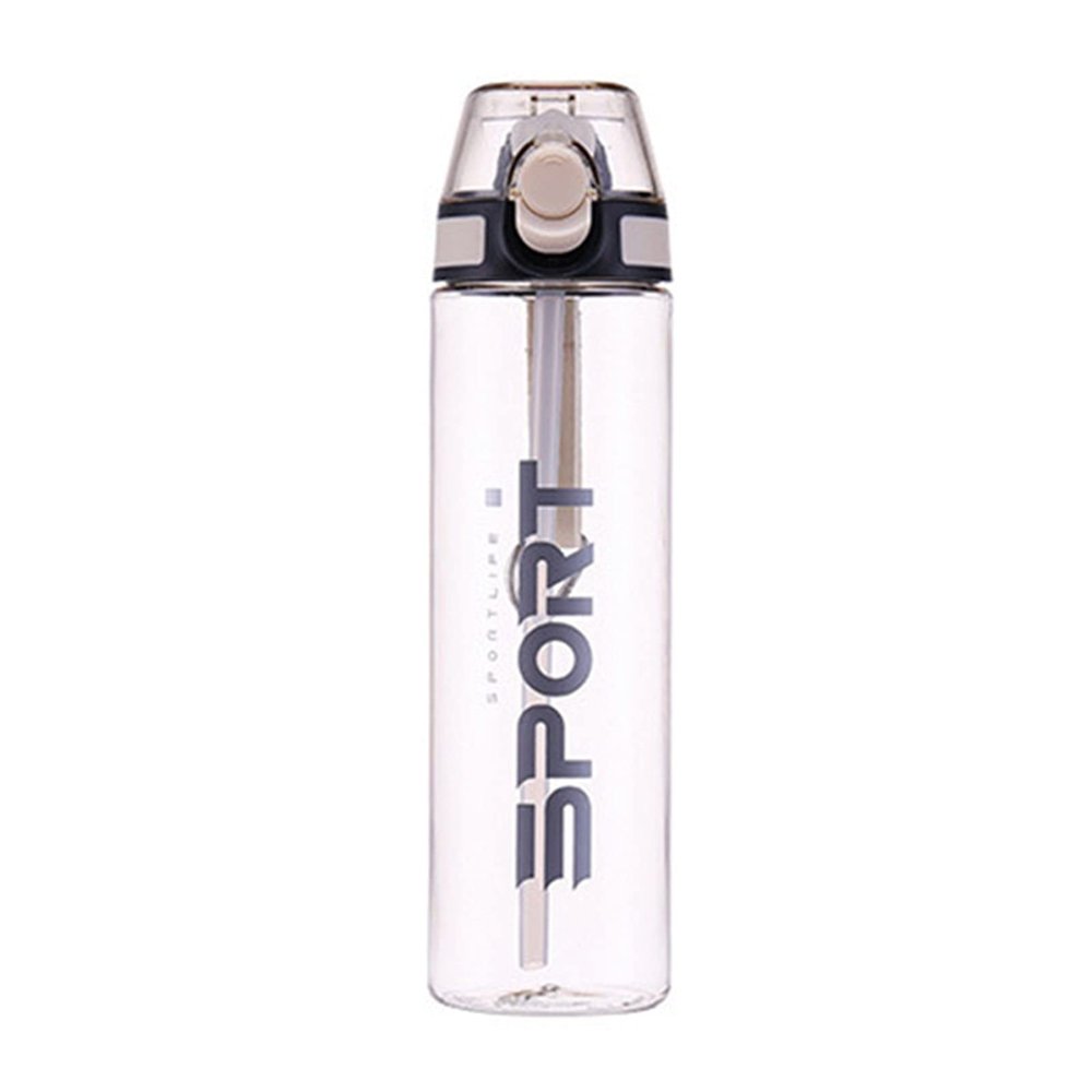 HNGM Water Bottle Sports Water Bottle 500ml 1000ml Outdoor Travel Portable Leak Proof Drink Plastic Drink Bottle Riding Equipment water bottle (Color : Light beige)