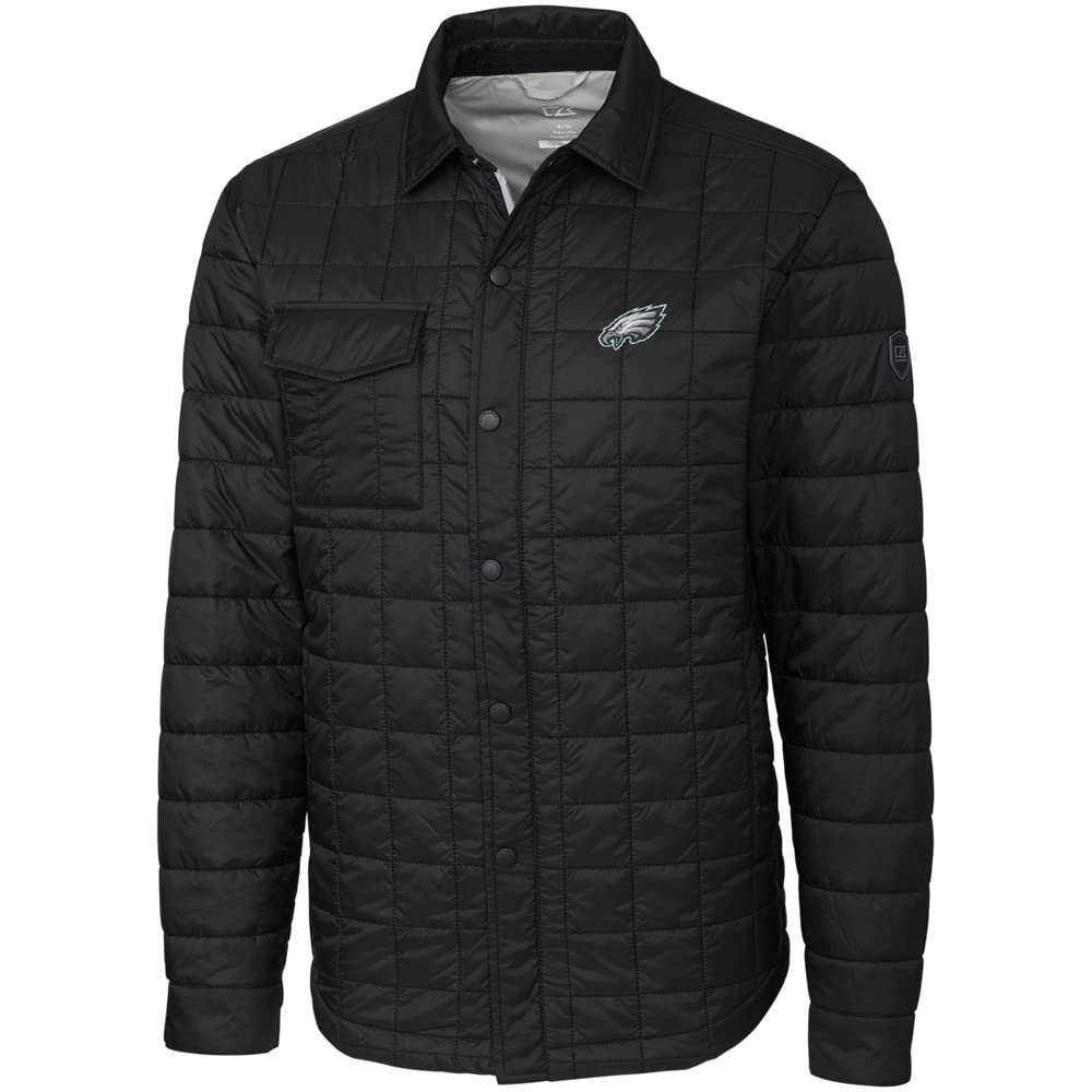 Cutter & Buck Men's Black Philadelphia Eagles Big & Tall Rainier Shirt Jacket