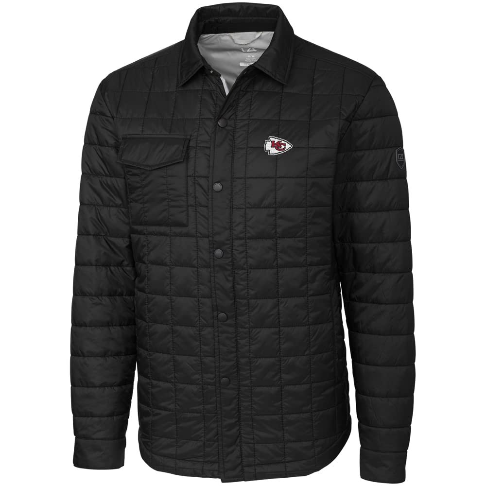 Cutter & Buck Men's Black Kansas City Chiefs Big & Tall Rainier Shirt Jacket