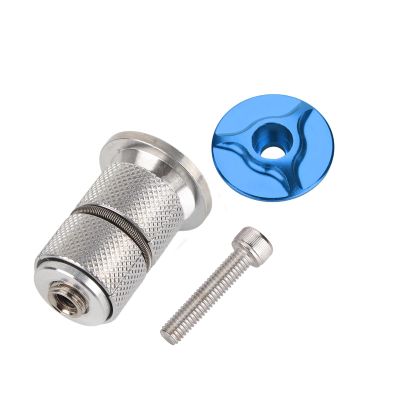 Cyrank Aluminum Alloy Bicycle Expansion Screw, Bicycle Headset Screw Bike Fork Headset Expansion Screws for Bikes (Blue)
