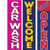 COBB PROMO Welcome Car Wash Now Open Advertising Rectangle Boomer Feather Flags Complete Kits with 3 Flag Poles and 3 Ground Spikes Pink Yellow Red view 2