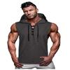 SOUGAO Mens Workout Tank Tops Kanga Pocket Sleeveless Hoodie Gym Bodybuilding Muscle T-Shirt Black XL view 1