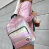 GBLQ PLUS Backpack Purse for Women, Holographic Quilted Puffer, Metallic Backpack for Work Travel, Iridescent Bookbag(Pale Pink) view 2