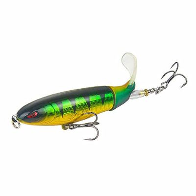 Whopper Popper Topwater Floating Fishing Lures Rotating Tail for Bass - 10 Colors & 3 Sizes (7, 110)