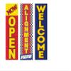 COBB PROMO Now Open Welcome Alignment Here Advertising Rectangle Boomer Feather Flags Sign Complete Kits with 3 Flag Poles and 3 Ground Spikes view 2