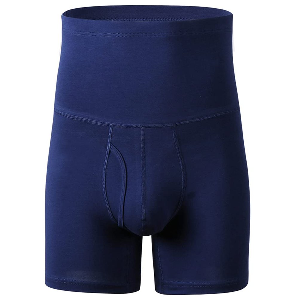JUUCWOUT Men's Hi-Waist Breathable Boxer, Men's Tummy Control Shapewear Shorts Slimming Navy