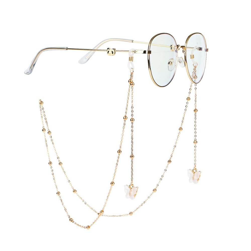 AININI 27.5 Eyeglass Chains Butterfly Bead Mask Lanyard Chains Eyeglass Necklace for Women