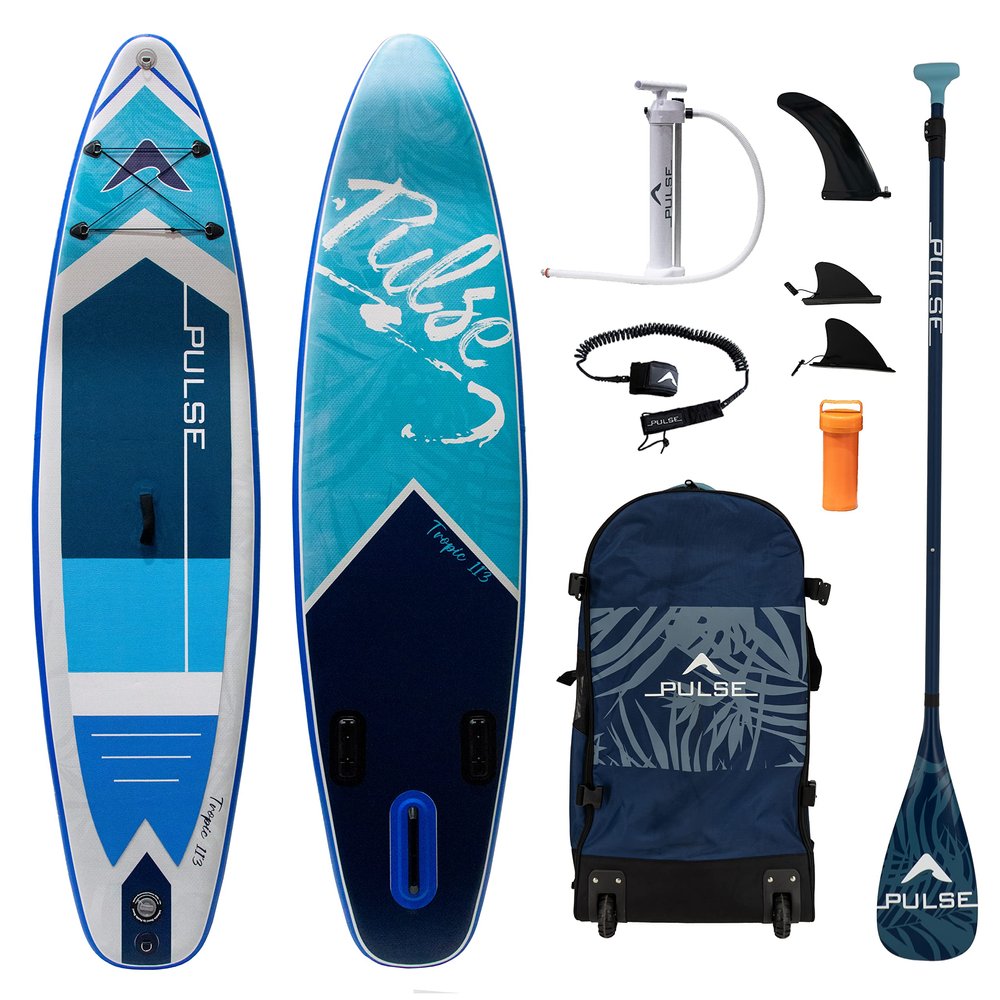 Pulse Tropic Inflatable Stand Up Paddle Board, 11'3", Complete Set, Stable Design, 6" Thick, 280+ Lbs Capacity