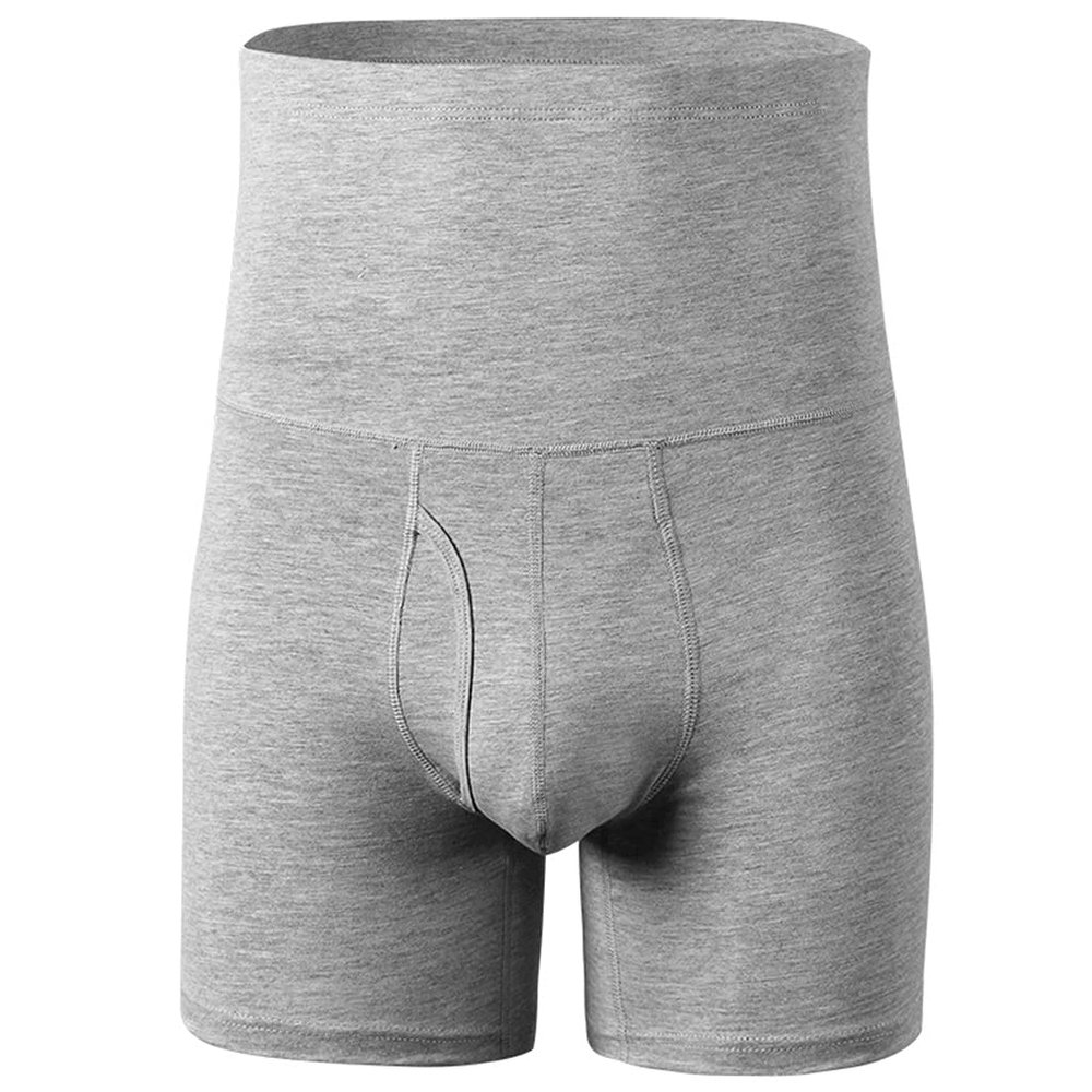 JUUCWOUT Men's Hi-Waist Breathable Boxer, Men's Tummy Control Shapewear Shorts Slimming Gray
