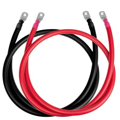 2 AWG UL 1426 Battery Cables - 3 ft Marine Grade Wire Tinned Copper Oxygen-Free Insulated - Standard PVC Wire with 2 Lug for Boat, Automotive, Speakers, Solar, Camper, RV & Trailers