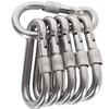 Acquwistach Locking Carabiner Clips 6 Pack 3.15" Stainless Steel Spring Snap Hook Locking Carabiner Heavy Duty - 304 Premium Stainless Steel Thumb Screw Carabiner Clip view 1