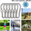 Acquwistach Locking Carabiner Clips 6 Pack 3.15" Stainless Steel Spring Snap Hook Locking Carabiner Heavy Duty - 304 Premium Stainless Steel Thumb Screw Carabiner Clip view 2