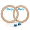 YOELVN Wood Gymnastic Rings with Adjustable Number Suspension Trainer Straps with Cam Buckle 15ft Olympic Rings 32/28mm Heavy Duty 1543/992lbs for Pull Up Bar Workout Exercise Gym Hanging Rings Indoor view 1