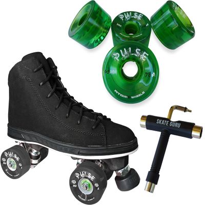 Atom Skates Jackson Diva Viper/Nylon Plate/Size: Women's Adult 5 Bundle with Green Atom Pulse Wheels and Tool