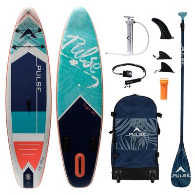 Pulse Tropic Inflatable Stand Up Paddle Board, 10'6", Complete Set, Stable Design, 6" Thick, 240 Lbs Capacity