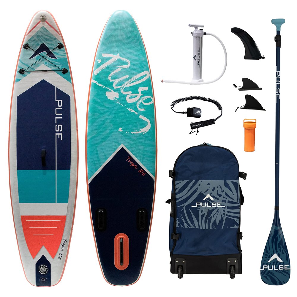 Pulse Tropic Inflatable Stand Up Paddle Board, 10'6", Complete Set, Stable Design, 6" Thick, 240 Lbs Capacity
