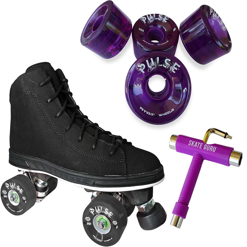 Atom Skates Jackson Diva Viper/Nylon Plate/Size: Women's Adult 6 Bundle with Purple Atom Pulse Wheels and Tool