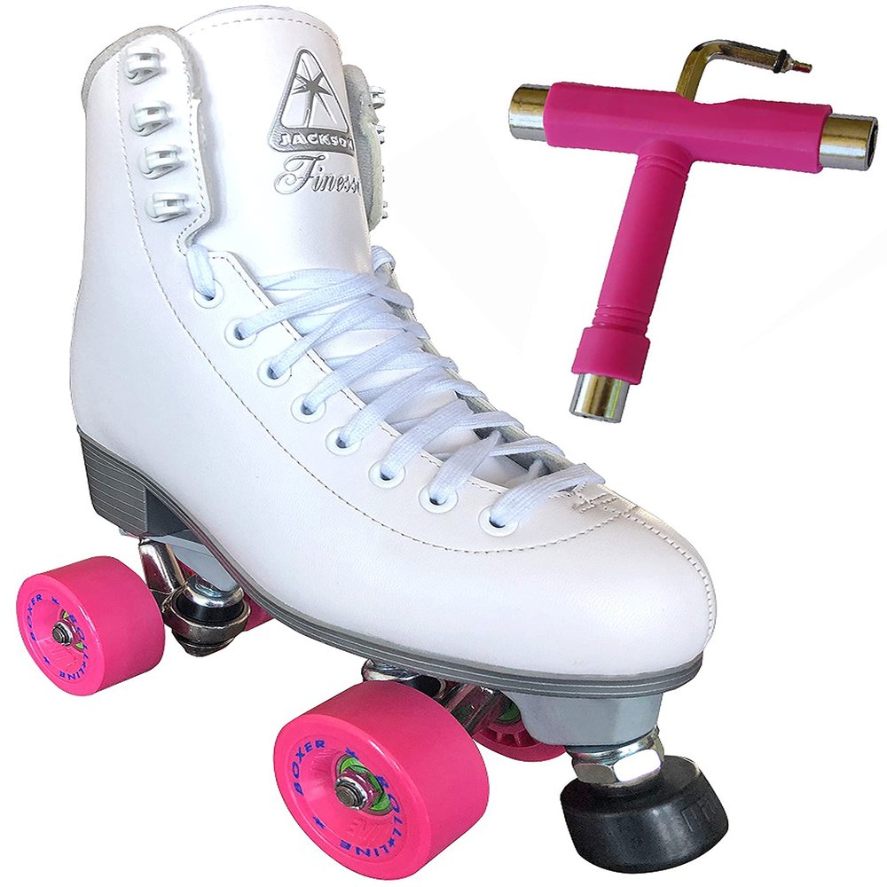 Atom Skates Jackson Finesse Viper/Nylon Plate/Size: Women's Adult 4 Bundle with Roll-Line Boxer/Hardness 57D 55mm and Tool