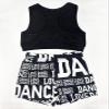 TAIKMD Little Big Girls 2-Piece Gymnastics Dance Outfit Racer Crop Top with Shorts Swimsuit Set (Black, 8-10) view 2