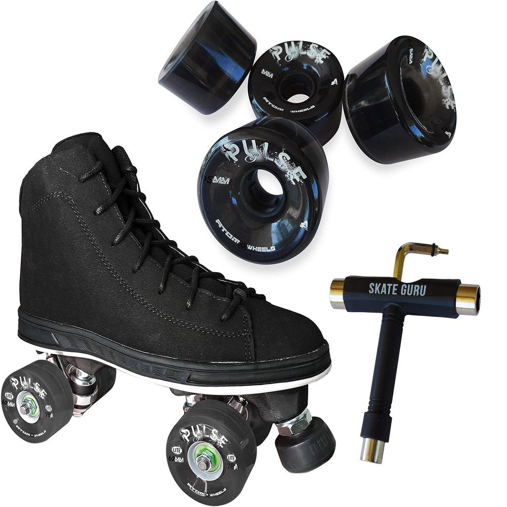 Atom Skates Jackson Diva Viper/Nylon Plate/Size: Women's Adult 4 Bundle with Black Atom Pulse Wheels and Tool