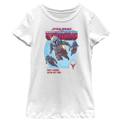 Star Wars Mandalorian We've Got This Girl's Solid Crew Tee, White, Small