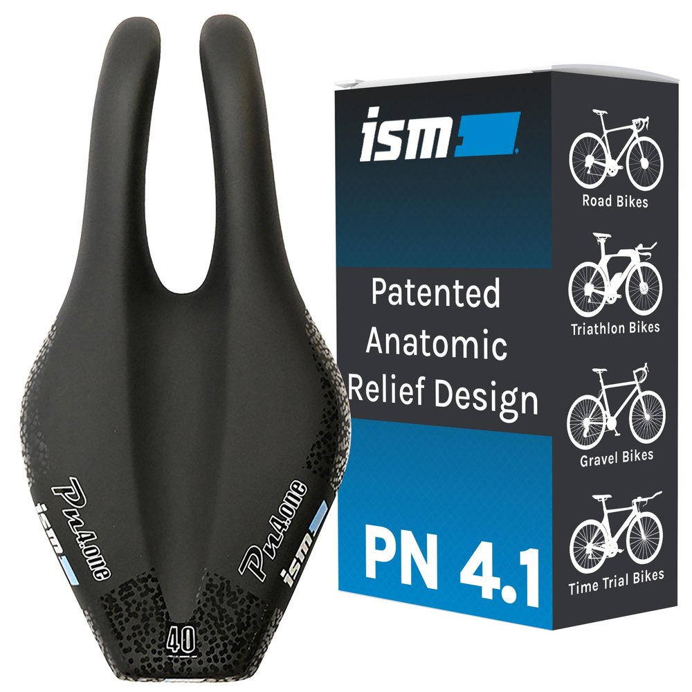 ISM PN 4.1 Narrow Road Bike Seat - Professionally Designed Noseless Bike Seat for All Serious Cyclists - Upgraded Anatomic Relief Bicycle Saddle Built for Racing with Leg Clearance & Reduced Numbness