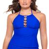 Salt + Cove Juniors' Ribbed Halter Tankini Top, Cobalt XS view 1