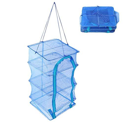 Fishing Net 4 Layers Fish Net Drying Fishing Net Rack Folding Mesh Hanging Vegetable Fish Dishes Dryer Hanger Dry Food Fish Storage Net Fishing net fishing basket foldable portable fish cage fishing n