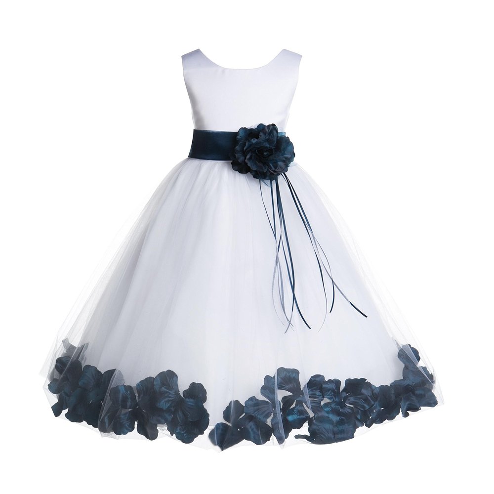 ekidsbridal Rose Petals White Flower Girl Dresses Pageant Dress Baptism Dress 007ss S