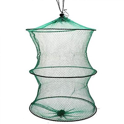Fishing Net 2 Layers Portable Fishing Net Fish Shrimp Mesh Cage Cast Net Fishing Trap Network Foldable Fishing Net Tackle 37 x 30cm Fishing net fishing basket foldable portable fish cage fishing net