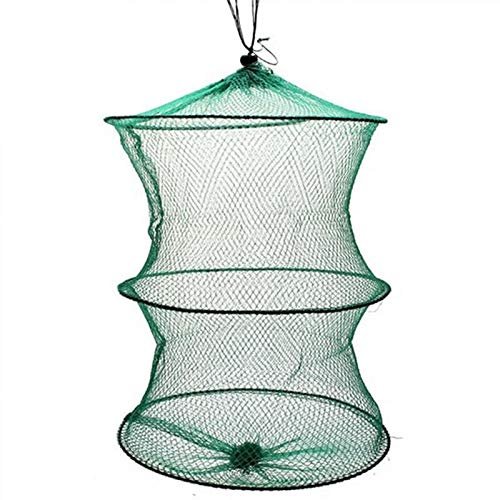 Fishing Net 2 Layers Portable Fishing Net Fish Shrimp Mesh Cage Cast Net Fishing Trap Network Foldable Fishing Net Tackle 37 x 30cm Fishing net fishing basket foldable portable fish cage fishing net