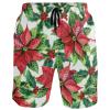 visesunny Men's Beach Short Swim Trunks Red Poinsettia Green Leaf Sports Running Bathing Suits with Mesh Lining view 1