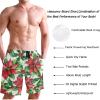 visesunny Men's Beach Short Swim Trunks Red Poinsettia Green Leaf Sports Running Bathing Suits with Mesh Lining view 3