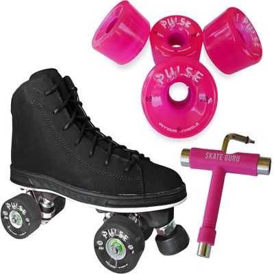 Atom Skates Jackson Diva Viper/Nylon Plate/Size: Women's Adult 6 Bundle with Pink Atom Pulse Wheels and Tool