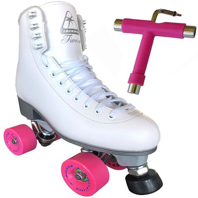 Atom Skates Jackson Finesse Viper/Nylon Plate/Size: Women's Adult 5 Bundle with Roll-Line Boxer/Hardness 57D 55mm and Tool