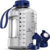 AQUAFIT 64 oz Water Bottle with Time Marker - Straw & Chug Lid - BPA Free Half Gallon Gym Water Bottle with Handle - Big Gallon Jug (Clarity, 64 Ounces) view 1