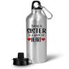 Art by Chelsydale Cute Appreciation Gifts for Sister Water Bottle Tumbler - Portable Drinkware - Lil Big Sis Sissy Bro Brother - Siblings Day Birthday Family Reunion Thank You Idea - Work of Heart view 1