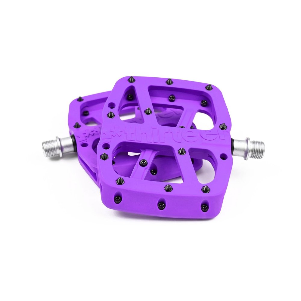 e*thirteen Components Composite Base Flat Pedals for MTB, Mountain Bike, BMX, eBike, eMTB (Eggplant)