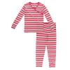 KicKee Pants Print Pajamas Set, Long Sleeve Kimono Style PJs, Ultra Soft and Snug Fitting (Hopscotch Stripe - 2T) view 1