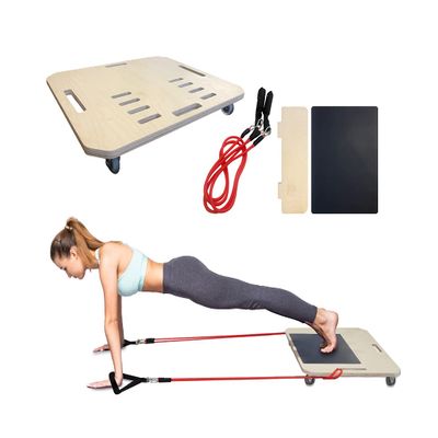 FITIS Home Pilates Reformer Edit - Portable Reformer Alternative for Full Pilates Workouts and Exercises at Home with Resistance Bands (Wood)