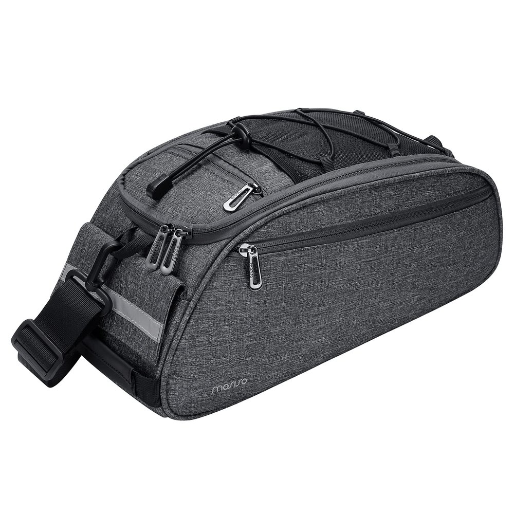 MOSISO Bike Rack Bag, Waterproof Bicycle Trunk Pannier Rear Seat Pouch Cycling Bike Carrier Backseat Storage Luggage Saddle Shoulder Bag, Space Gray