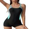 SHEKINI Womens Teens Girls Boyleg One Piece Full Coverage Swimsuits Athletic Racerback Swimwear Bathing Suits(Black, XX-Large) view 1