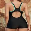 SHEKINI Womens Teens Girls Boyleg One Piece Full Coverage Swimsuits Athletic Racerback Swimwear Bathing Suits(Black, XX-Large) view 4