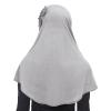 RUIXIA Womens Girls Ice Silk Muslim Hijab Islamic Lace Applique Head Wrap Shawl Long Scarf Wrap Scarves with Rhinestones, Gray, One Size view 3