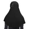 RUIXIA Womens Girls Ice Silk Muslim Hijab Islamic Lace Applique Head Wrap Shawl Long Scarf Wrap Scarves with Rhinestones,Black,One Size view 3