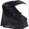 RUIXIA Womens Girls Ice Silk Muslim Hijab Islamic Lace Applique Head Wrap Shawl Long Scarf Wrap Scarves with Rhinestones,Black,One Size view 4